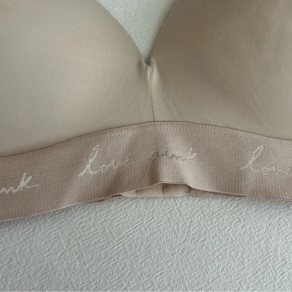 PINK Victoria's Secret Nude Bra with Love Pink Band EUC 36C - Picture 2 of 5